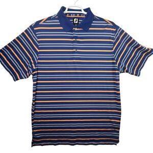 FootJoy Striped  Short Sleeve Golf Polo Shirt Palm Crest Logo Performance Sz L
